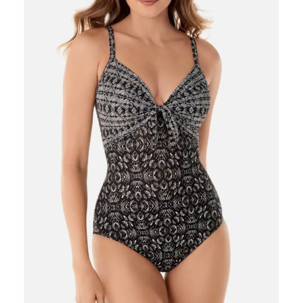 Miraclesuit 6522623 Pin Up Front Tie Underwire One Piece Swimsuit Sz XS-S ($178)